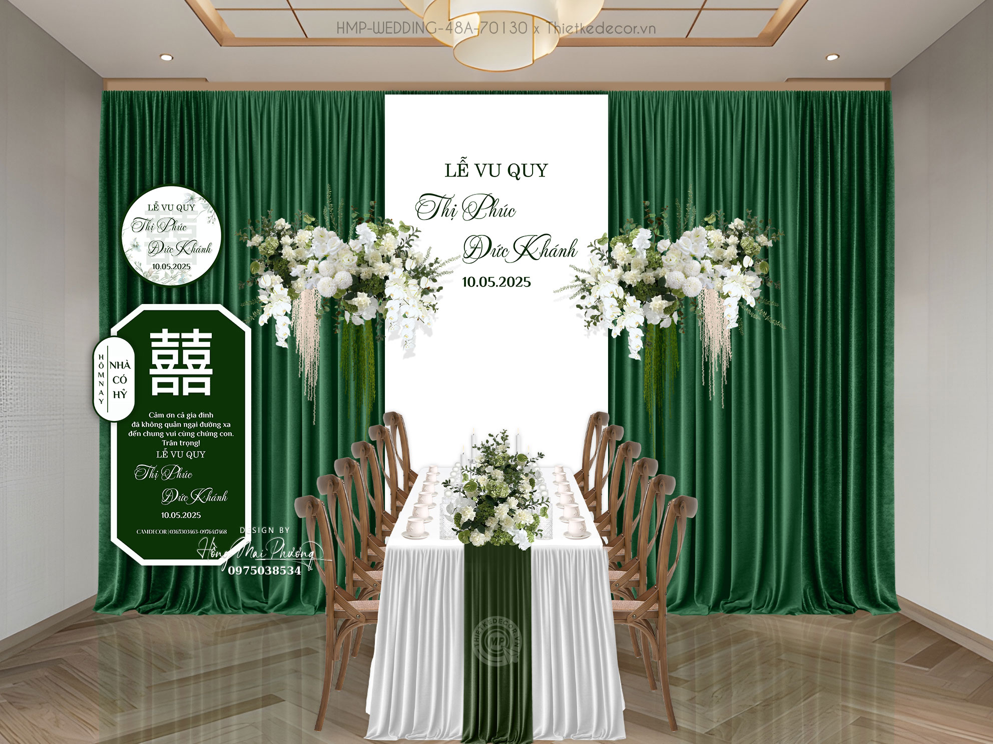 Gia tiên Toen trắng - xanh lá, kèm tem nước và tag bàn